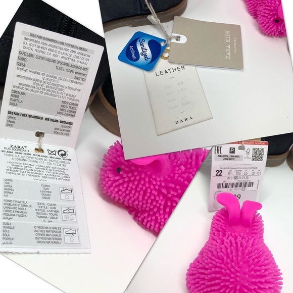 2/$30 Zara Kids Leather Navy Studded Boots Sz 6.5 - Picture 8 of 8